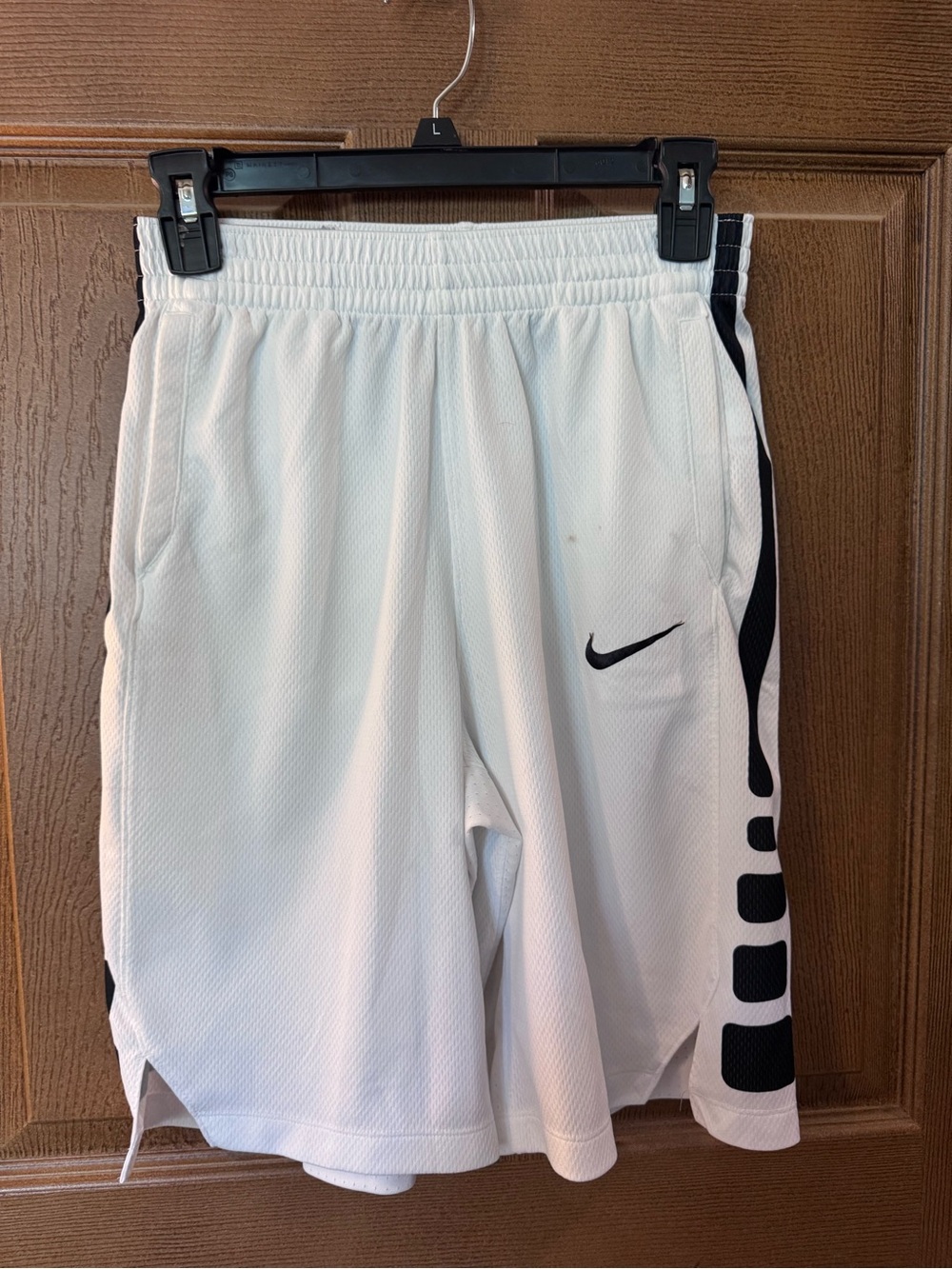 Youth Boys Nike White Basketball Shorts with Black Accents Size XL